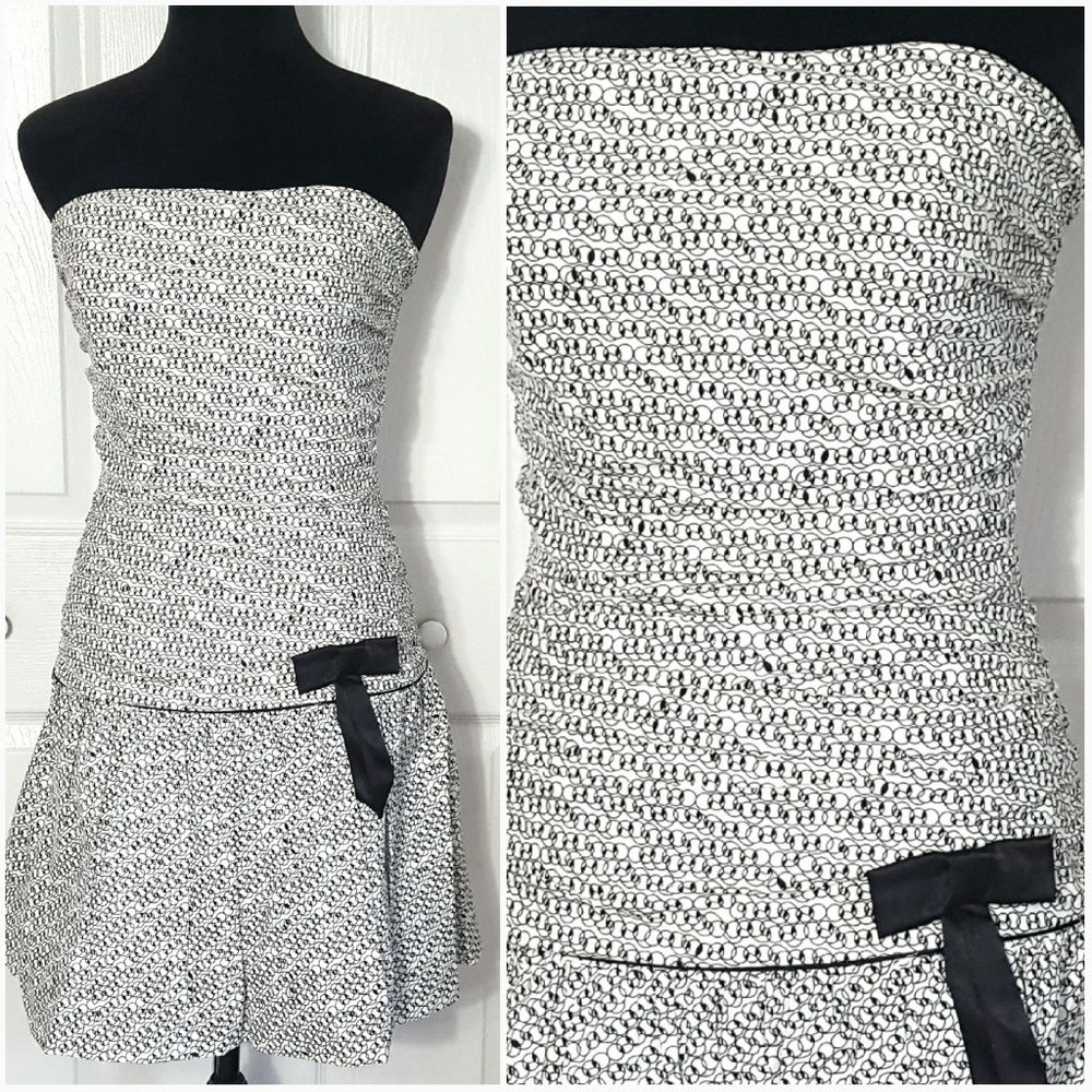 A.B.S. Vintage 90s Strapless Ruched Bodice Dress